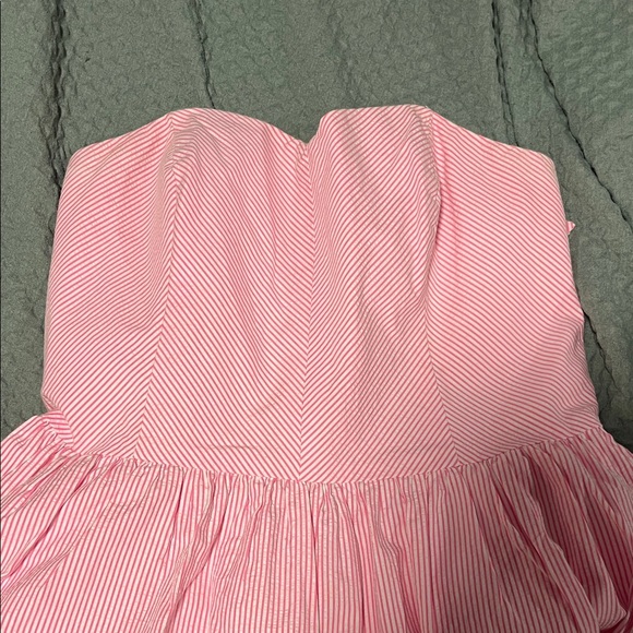 Lilly Pulitzer Richelle Pink and White Striped Seersucker Strapless Dress Size 8 - Picture 2 of 7
